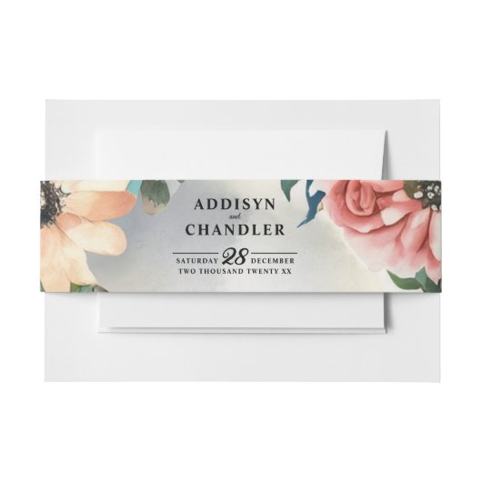 Serene Garden Krans: Pastel Floral Elegance Uitnodigingen Wikkel (Voorkant Voorbeeld)