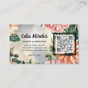 Serene Garden Wreath Pastel Floral Elegant QR code Informatiekaartje