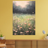 Serene gedempte wilde bloemen: zachte olieverfschi canvas afdruk (Insitu (Woonkamer))