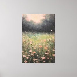 Serene gedempte wilde bloemen: zachte olieverfschi canvas afdruk