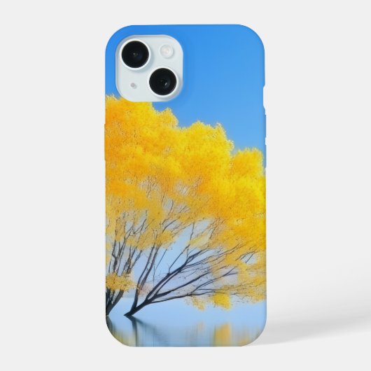 Serene Gele Boom Reflectie Esthetische Telefoon St iPhone 15 Case (Achterkant)
