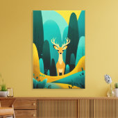 Serene Geometric Deer - Moderne Natuur kunstwerken Canvas Afdruk (Insitu (Woonkamer))