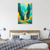 Serene Geometric Deer - Moderne Natuur kunstwerken Canvas Afdruk (Insitu (Slaapkamer))