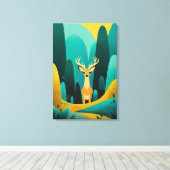 Serene Geometric Deer - Moderne Natuur kunstwerken Canvas Afdruk (Insitu (Houten vloer))