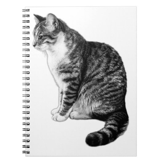Serene Gestreepte Tabby Cat Ink Art Notitieboek (Voorkant)