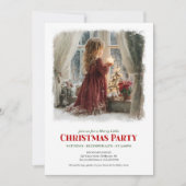 Serene girl awaits Santa editable Christmas invite Kaart (Voorkant)