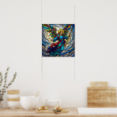 Serene Glas in lood Angel Art Design Poster (Keuken)