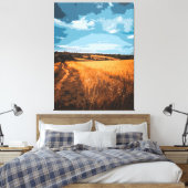 Serene Golden Field Country Road Stylized Canvas Afdruk (Insitu (Slaapkamer))