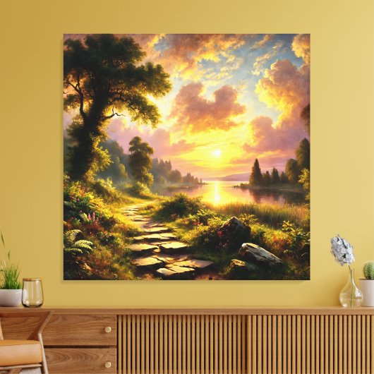 Serene Golden Sunset Canvas Afdruk (Insitu (Woonkamer))