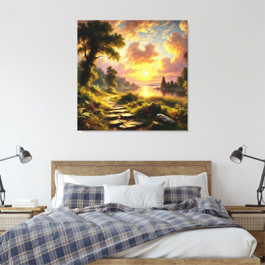 Serene Golden Sunset Canvas Afdruk (Insitu (Slaapkamer))