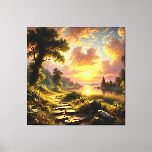 Serene Golden Sunset Canvas Afdruk (Voorkant)