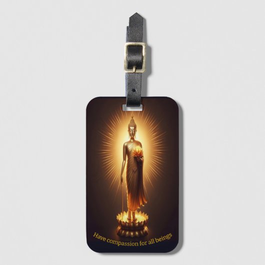 Serene Gouden Boeddha wijsheid, Bagagelabel (Voorkant (verticaal))