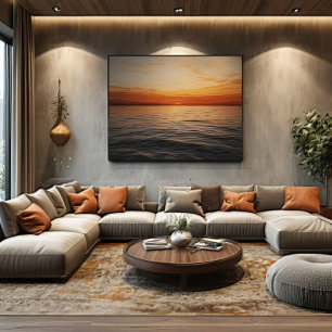 Serene Gouden Zonsondergang Oceaan Horizon Canvas Afdruk