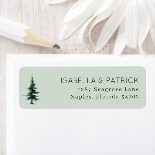 Serene Gray Conifer Tree Etiket (Insitu)