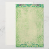 Serene Green - Art Nouveau Stationery Briefpapier (Voorkant / Achterkant)