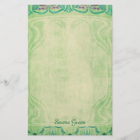 Serene Green - Art Nouveau Stationery Briefpapier (Voorkant)