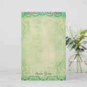 Serene Green - Art Nouveau Stationery Briefpapier (Staand voorkant)
