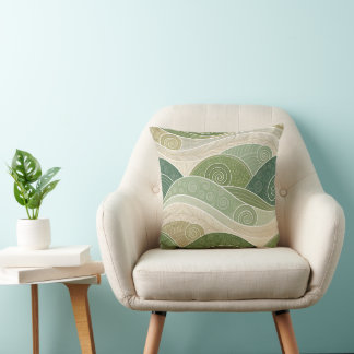 Serene Green Hills Abstract Art Pillow Kussen