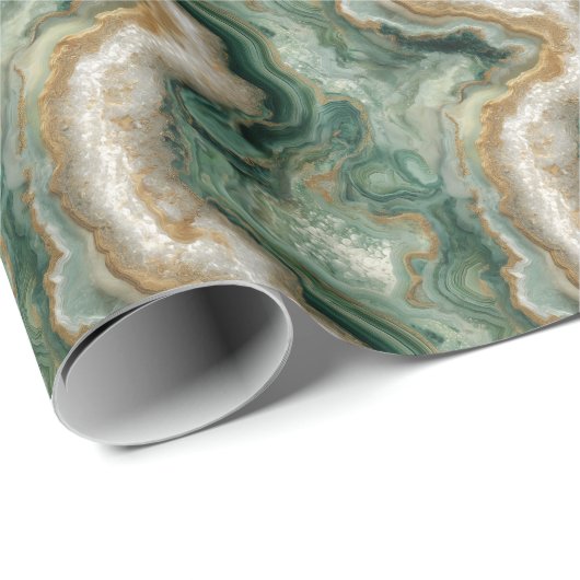 Serene Green Marble Waves Cadeaupapier (Rol Hoek)
