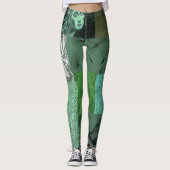 Serene Green Mixed Mood Meditation Yoga Art Leggings (Voorkant)