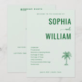 Serene Green Palm Tree Wedding Ceremony Programmakaart (Voorkant / Achterkant)