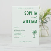 Serene Green Palm Tree Wedding Ceremony Programmakaart (Staand voorkant)