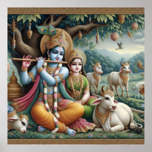 Serene Green  Radha Krishna Venugopal Fluit Poster
