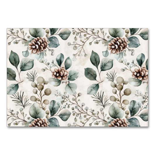 Serene Green Rustic Botanical Border Kaart (Achterkant)