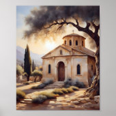 Serene Grieks Kerklandschap Religieus Poster (Voorkant)