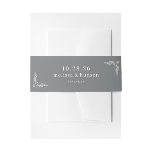 Serene Grijs Botanisch Uitnodigingen Wikkel (Voorkant Voorbeeld)