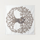 Serene Grijs en wit Yoga Pose door Tree of Life Wandkleed (Voorkant (horizontaal))