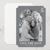 Serene Grijs Minimalistische Foto Save The Date (Voorkant / Achterkant)
