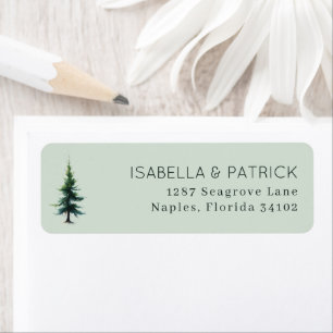 Serene grijze conifeer boom etiket