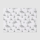 Serene Grijze Witte Zeilboten op Zee Pattern Tissuepapier (Voorkant)