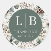 Serene Groen Botanische Dankbaarheid Ronde Sticker (Voorkant)
