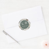 Serene Groen Botanische Dankbaarheid Ronde Sticker (Envelop)