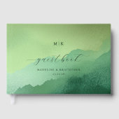 Serene Groene Aquarel Landschap Gastenboek (Voorkant)