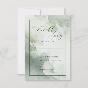 Serene Groene Aquarel RSVP Kaartje