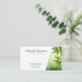 Serene Groene Bamboe Massage Therapeut Visitekaartje (Staand voorkant)