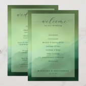 Serene Groene Huwelijksceremonie Programma Programmakaart (Voorkant / Achterkant)