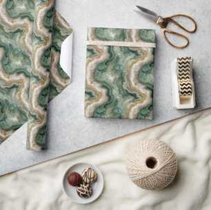 Serene Groene Marmeren Golven Cadeaupapier