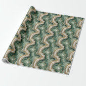 Serene Groene Marmeren Golven Cadeaupapier (Uitgerold)
