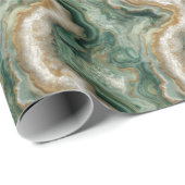 Serene Groene Marmeren Golven Cadeaupapier (Rol Hoek)