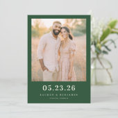 Serene Groene Rustieke Foto Save The Date (Staand voorkant)