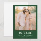 Serene Groene Rustieke Foto Save The Date (Voorkant / Achterkant)