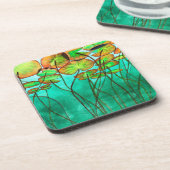 serene groene vijver met lilypads bier onderzetter (Linkerzijde)