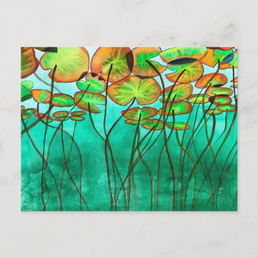 serene groene vijver met lilypads briefkaart (Voorkant)