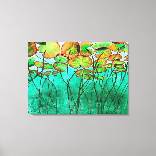 serene groene vijver met lilypads canvas afdruk (Voorkant)