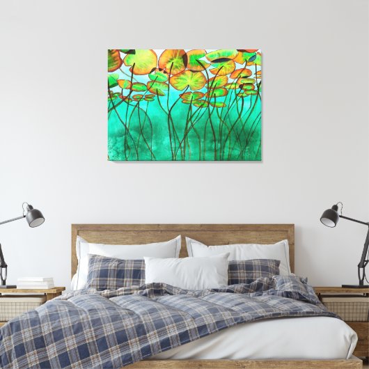 serene groene vijver met lilypads canvas afdruk (Insitu (Slaapkamer))