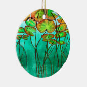 serene groene vijver met lilypads keramisch ornament (Rechts)